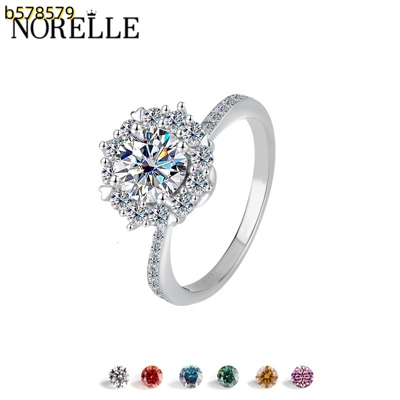 Customizable S925 Sterling Silver Engagement Ring with VVS Moissanite Brilliant Four Claw Flower Wedding Jewelry for Women