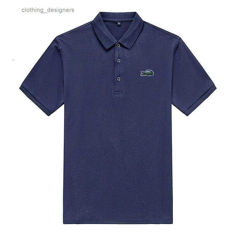 LANTI KAST Noble designer handbag Crocodile Polo Shirt Mens Summer Short Sleeve T-Shirt Pure Cotton Turn-Down Collar Loose Plus Size Womens Business