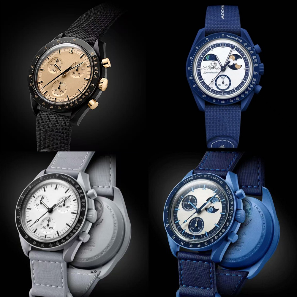 Bioceramic Planet Moon Quarz Watch Mission To Mercury 42mm Full Function Chronograph Luxury Mens couple joint name Wristwatches Moonshine Mercury mo