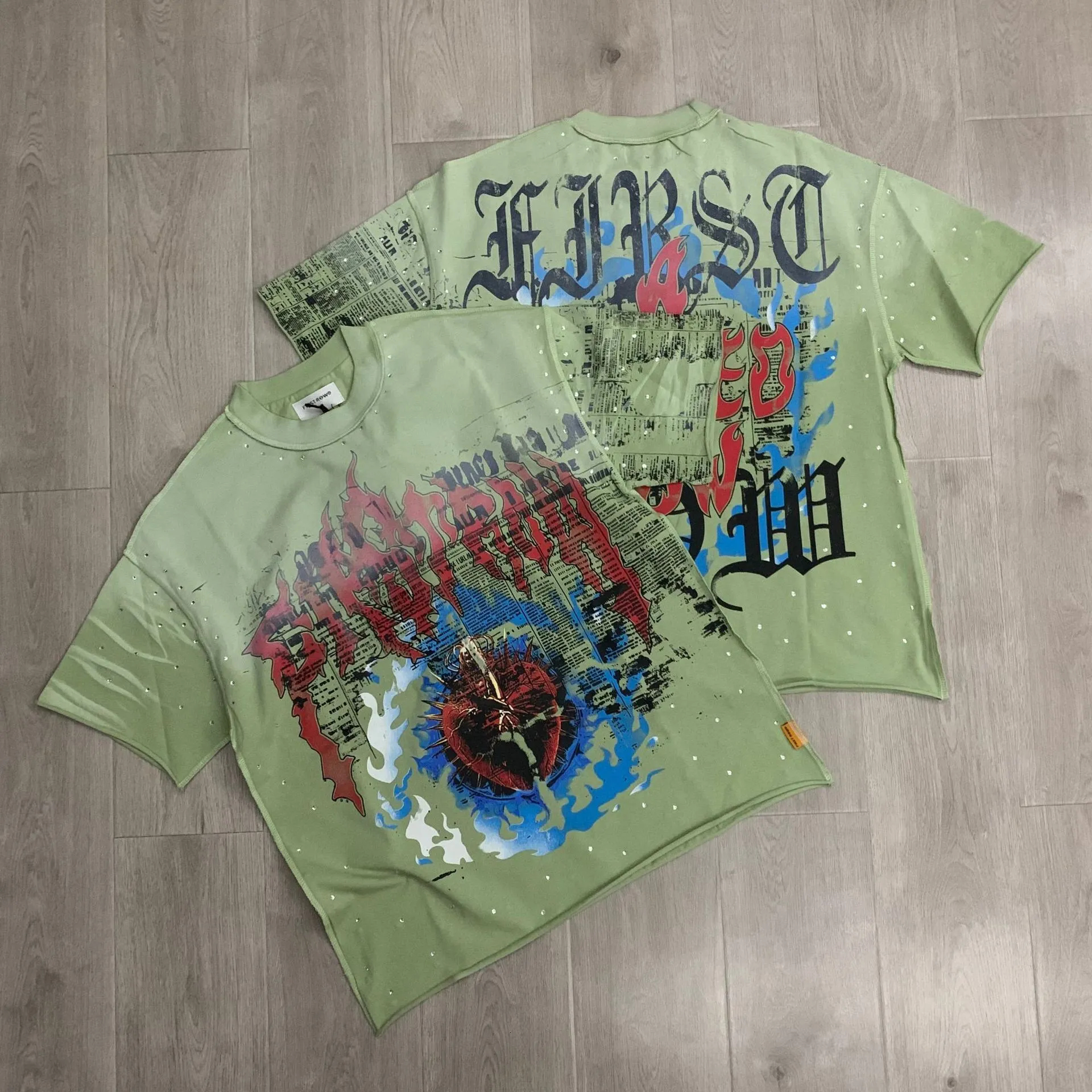 Designer Mens T shirts FIRST ROW WAKE UP AND BE FIERCE FLAME TEE Summer T-Shirts Trendy Letter Mens T shirts Printed Print Casual Fashion Casual