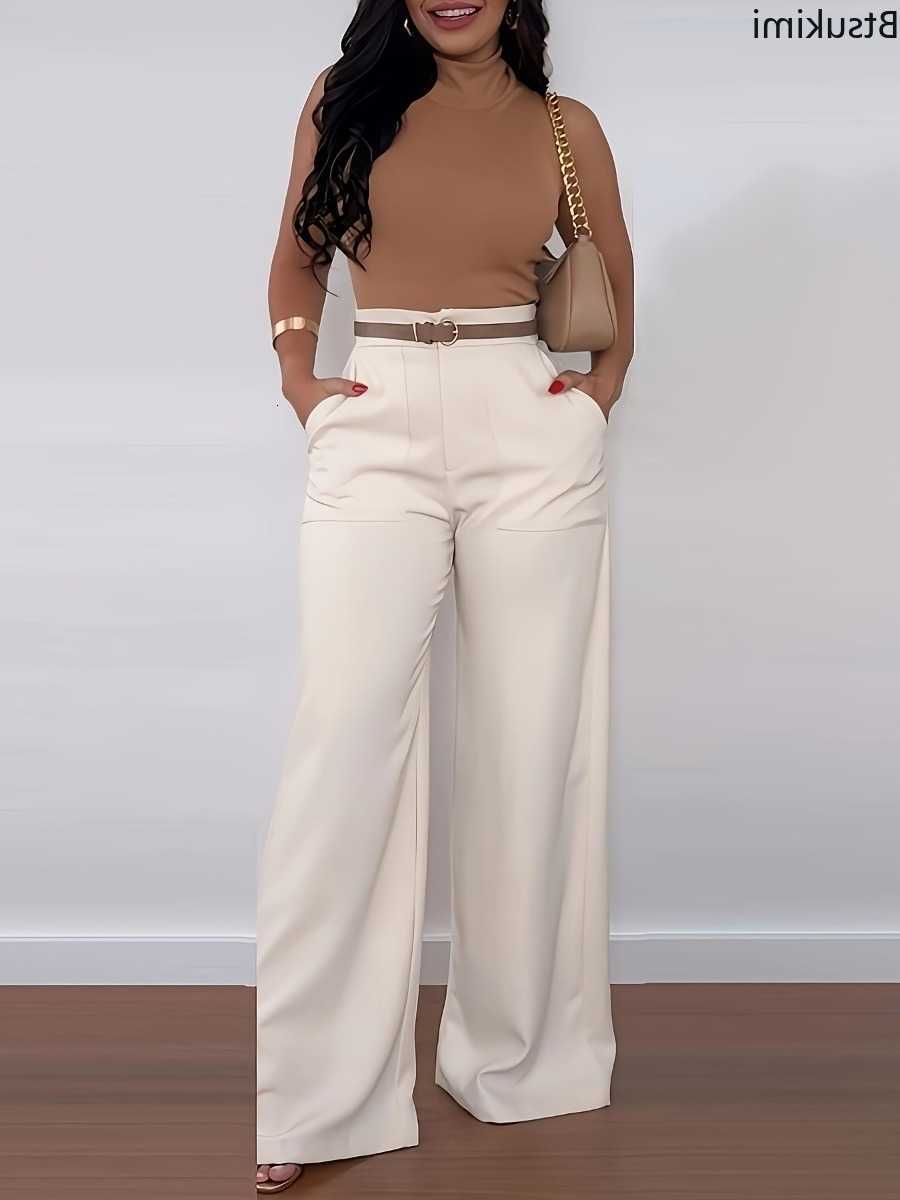 2026 Womens New Fashion Solid Suit Trousers Spring Elegant High Waist Wide Leg Pants Casual Office Women Clothing Dress PantsT260727