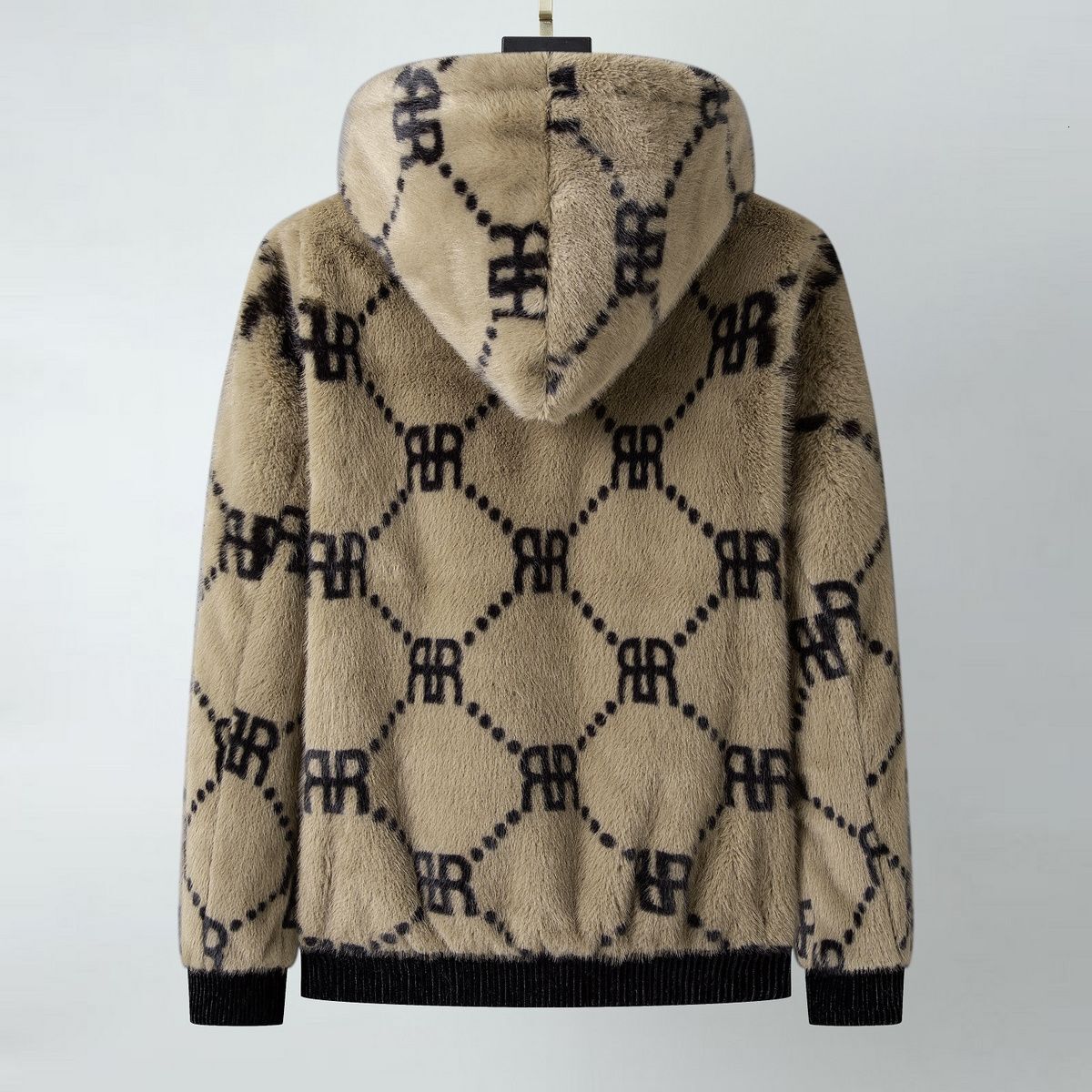 New DesignAll Platforms, Winter Thickened Warm Faux Gold Mink H Fur Leather Jacket For Men