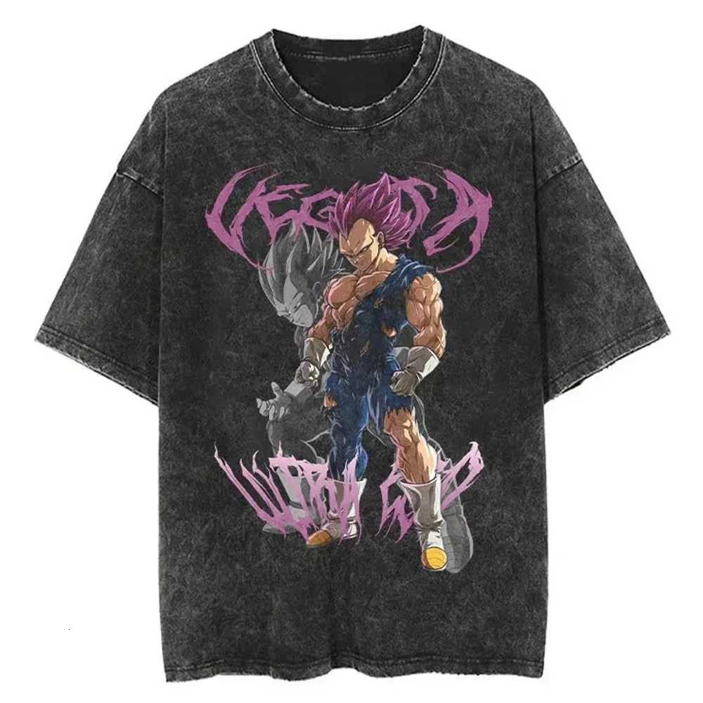 Oversized Cosplay Costumes Vegeta 2026 Summer New Product Y2K Street Hip Hop Retro Mens Washed T-shirt L260727WTMO