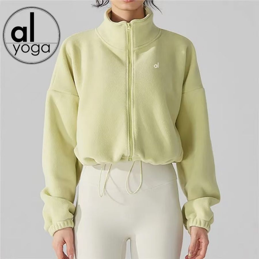 Alomorphic american winter yoga sports jacket with stand up collar loose long sleeves and warm fleece yoga top jacket