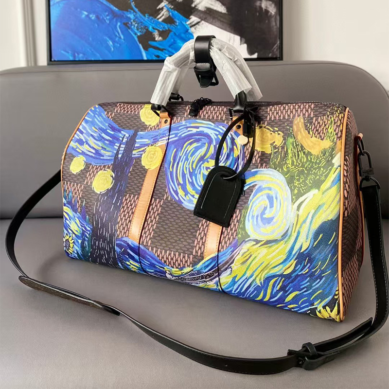 Luxury Classic Travel luggage for mens 5A Designer mens Duffel Bag tote shoulder Bag womens handbags Boston Bag Van Gogh pattern large capacity cros