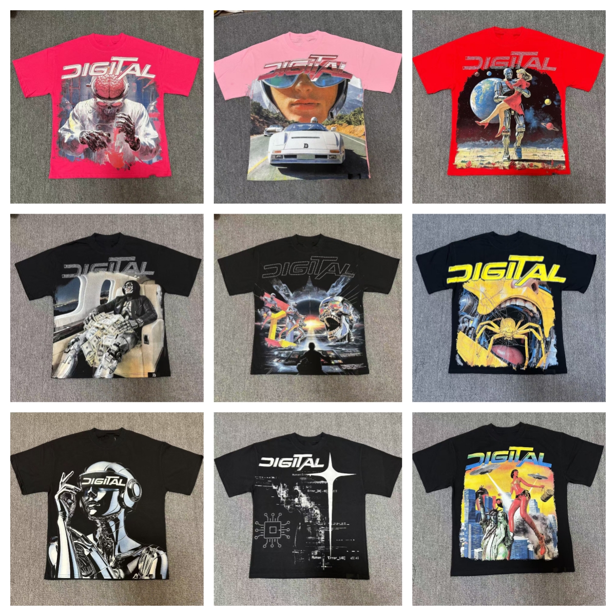Men's T-shirt Digitalshirt Designer Retro Dark Storm Rich American Style Pattern Men's and Women's High Street Heavyweight Short-Slee