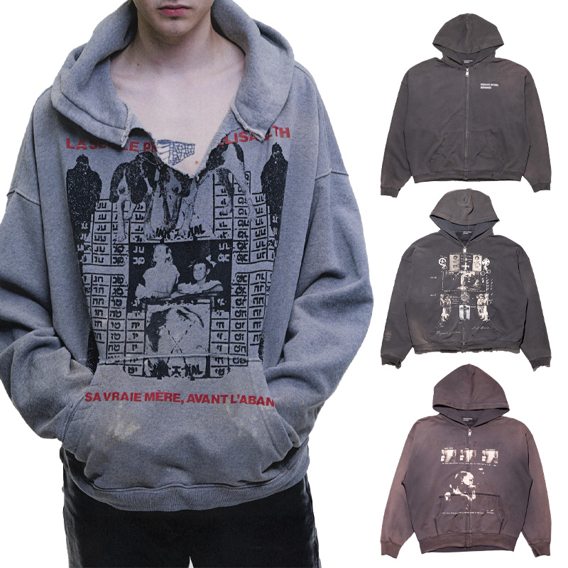 Top quality ERD Hoodie designer Men's Hoodies Sweatshirts Winter Retro Washhole Black Classic Letter Crack Printed Oversized Sweater Mens Autum