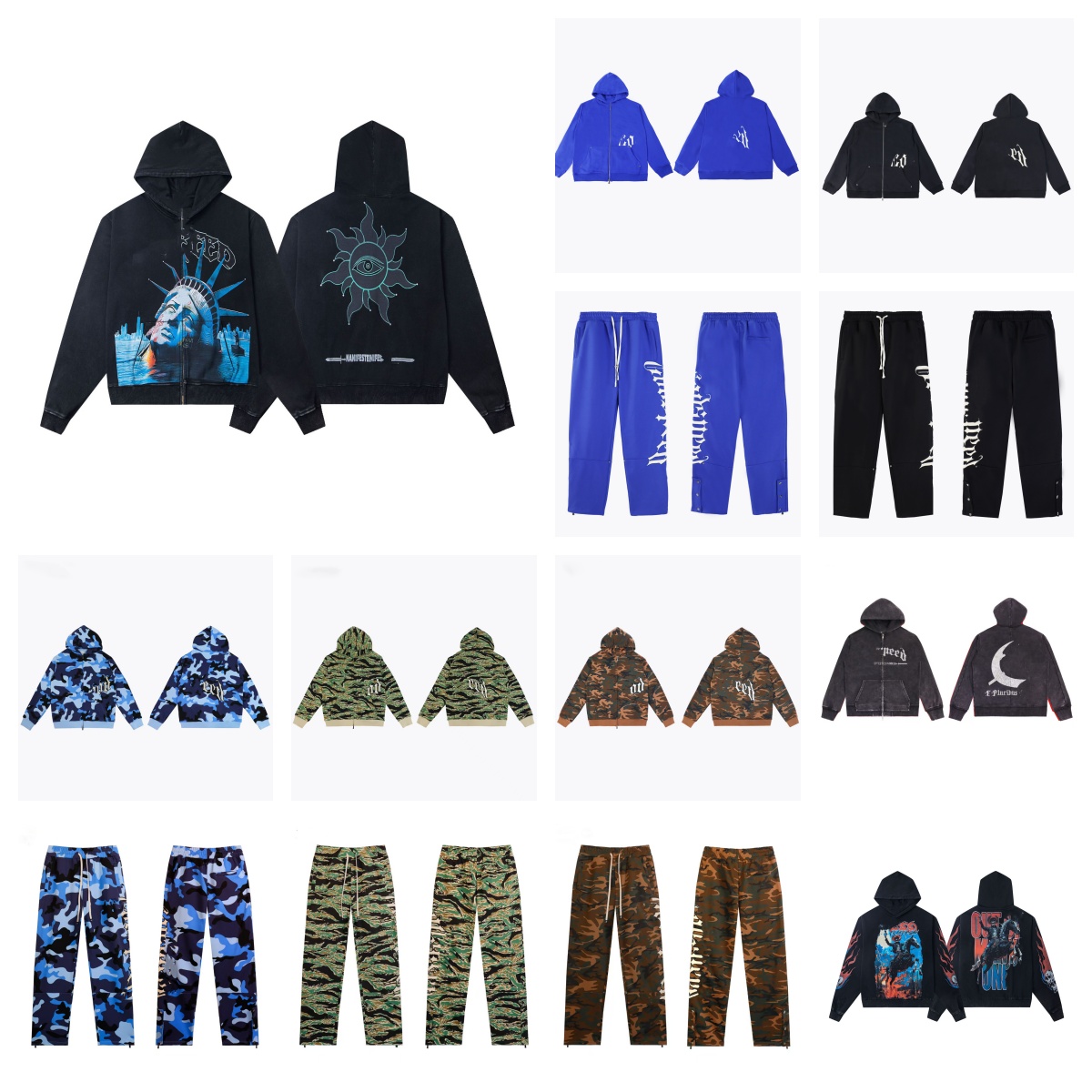 Sweat à capuche de créateur pour hommes, mode, style de rue, couleur bloquée, ensemble de survêtements, style de course rétro, ensemble de fermet