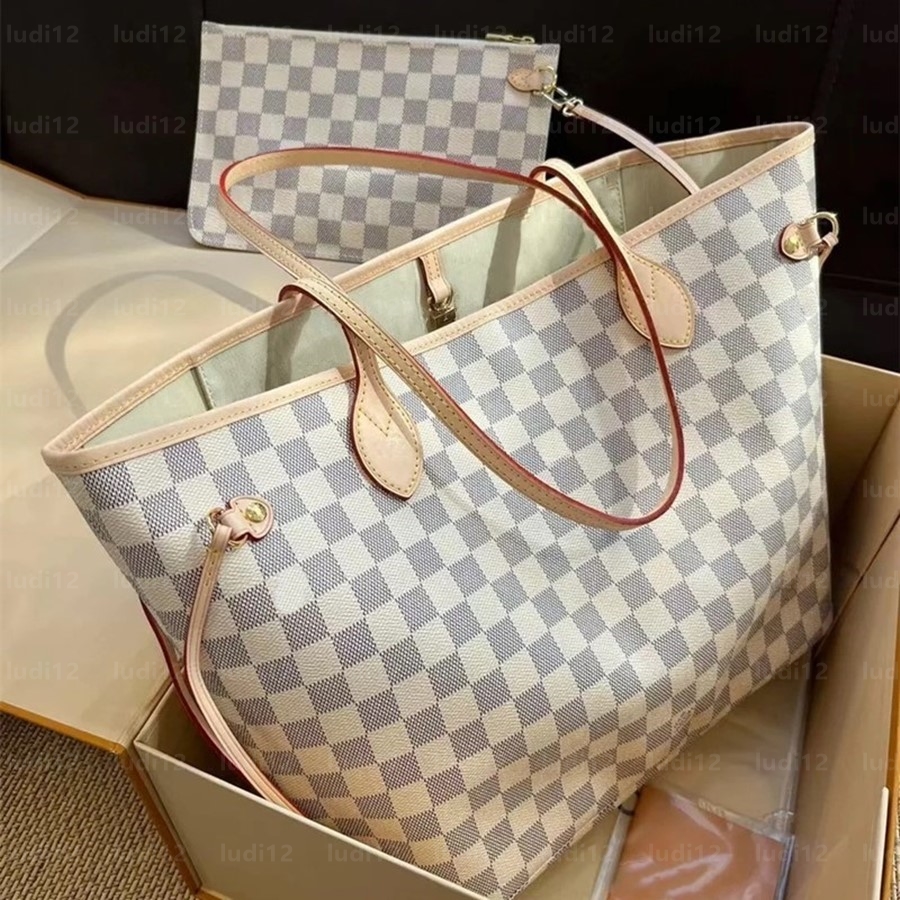 12A Top quality Luxury designer handbag neverfulll tote Womens crossbody shoulder bag large capacity shopping bag Flower Checked Bag neverfullbags n