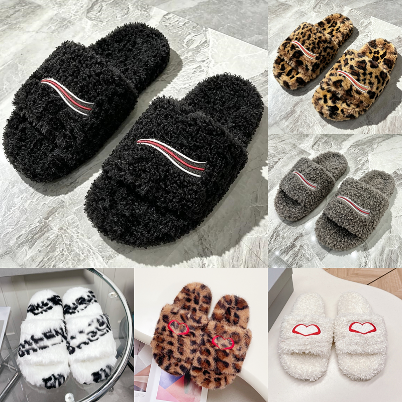 Women Fur Slides Furry Slippers Designer Mules Fall Winter Homewear Slide Men Footwear Paris Luxury Comfortable Fuzzy Flip Flop Fluffy Wool with box