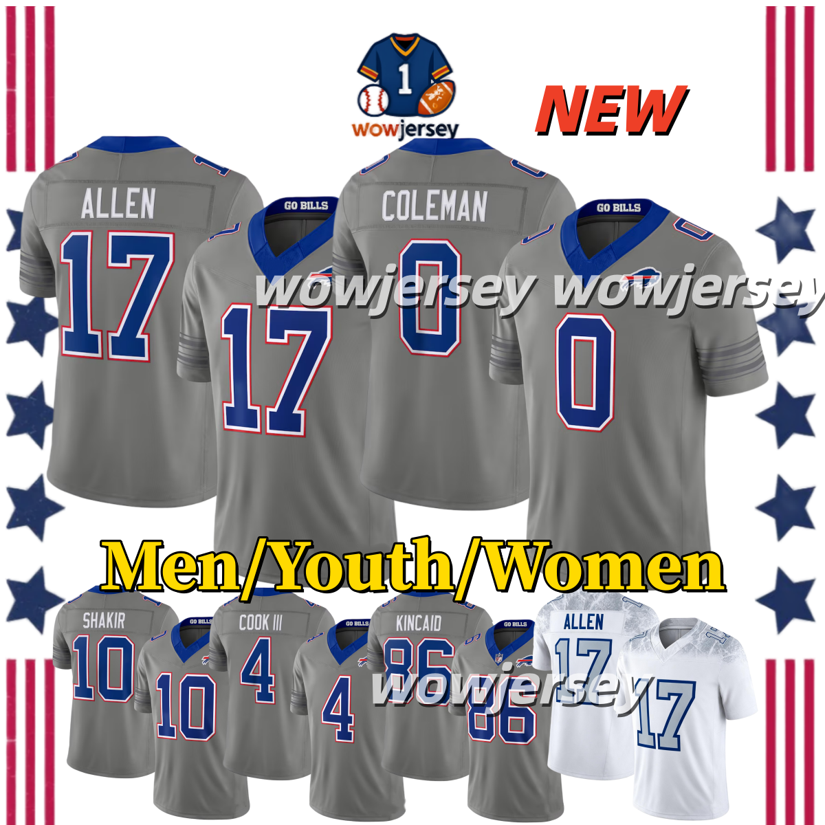 BuffaloS Bill jersey Billsjersey Josh Allen DJ Moore Cole Bishop James Cook III Bradley Chubb TJ Parker Damar Hamlin Jim Kelly Ray Davis Billss 2