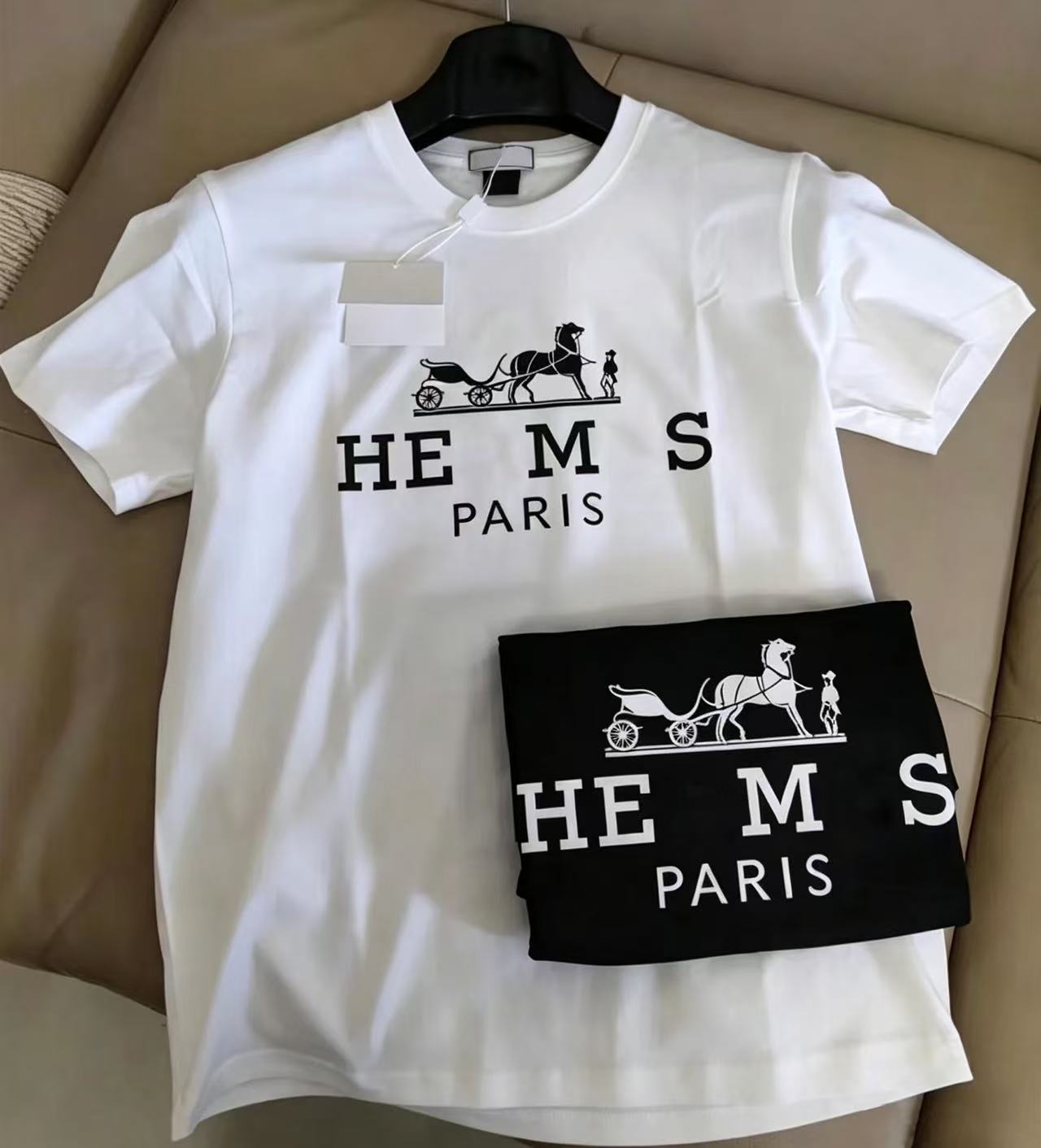 Designer Luxury Men's Sporty Casual T-shirt H Monogram Horse Print Oversized Cotton Tee High-end Fashion Streetwear Breathable Summer Active To
