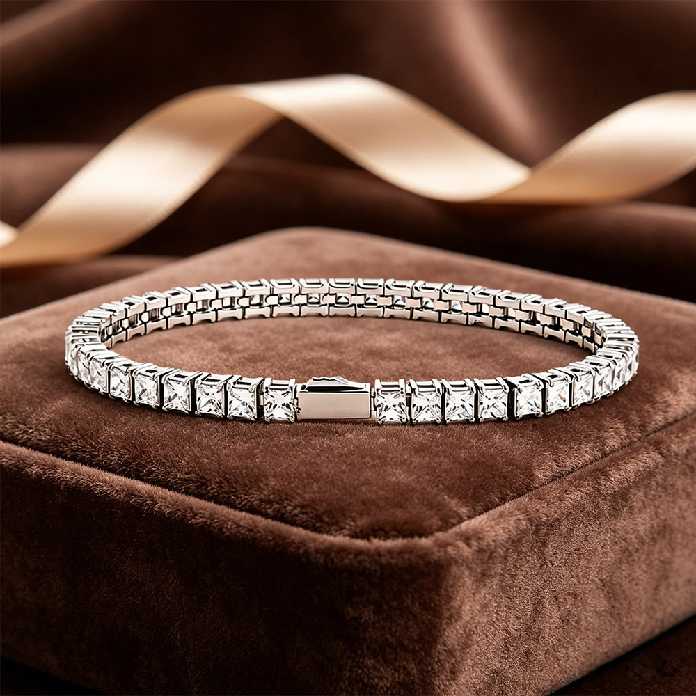 Choucong Sparkling Handm Tennis Wedding Bracelets Luxury Jewelry Stainless Steel 18K Gold Fill Princess Cut 5A Zirconia Party Women Wrist Bangle Gif