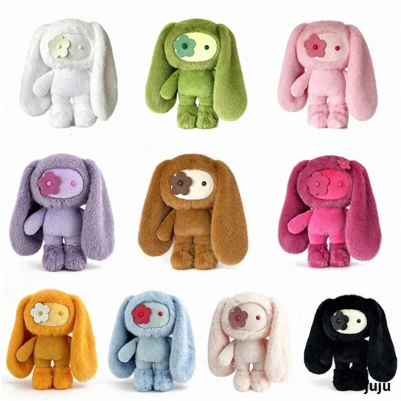 New 30cm Cute Juju Rabbit Plush Flower Eye Bunny Stuffed Doll Kawaii Long Ears Toy Home Decoration Collectible Gift For Girl J260727
