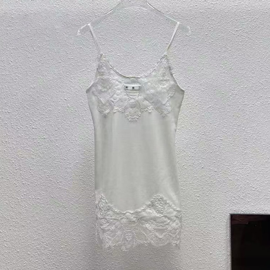 Y2K White Lace Romantic Mini Dress For Women Designer Sleeveless Slim Fit Vest Top Summer Vacation Night Club Party Skirt