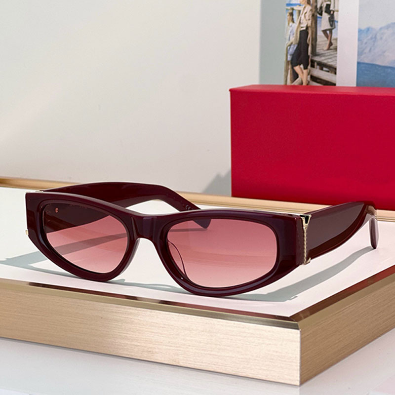 Luxury Designer Geometric Cat Eye Sunglasses Acetate Fiber Integrated Frame Red Gradient Lens Design High Quality Fashion Show sunglasses SL M182