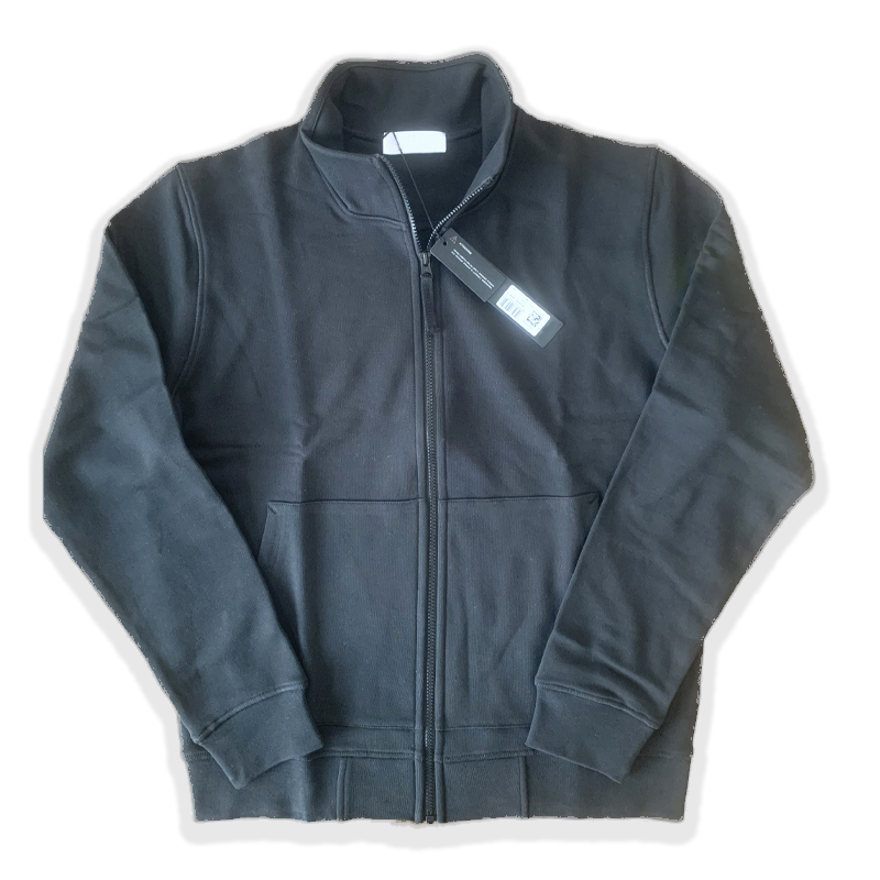 Veste zippée à col montant en coton éponge décontracté et intelligent, vêtements d'extérieur unis résistants aux rides, adaptés au bureau, à port