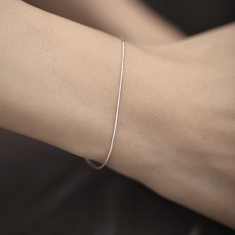 Choucong 1PCS Dainty Snake Chain Bracelet Genuine 100% 925 Sterling Silver Minimalist Thin Stackable Bracelets for Women Elegant Daily Wear Jewelry