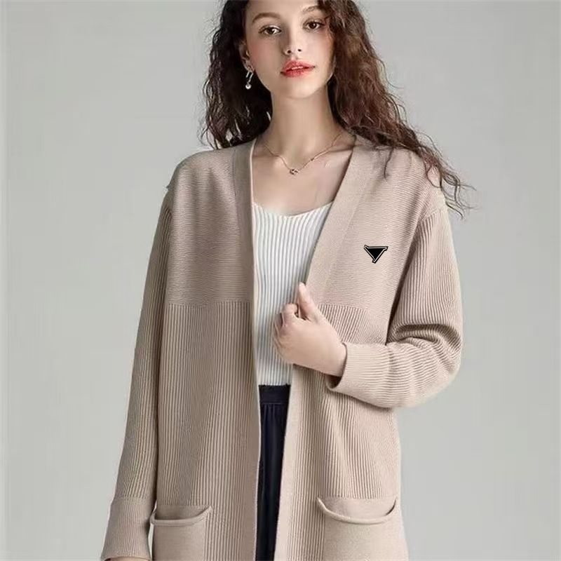 Sweater Women Womens Designer Clothes Designer Clothes Women Spring Autumn Vertical Rib Longline Cardigan All Match Layering
