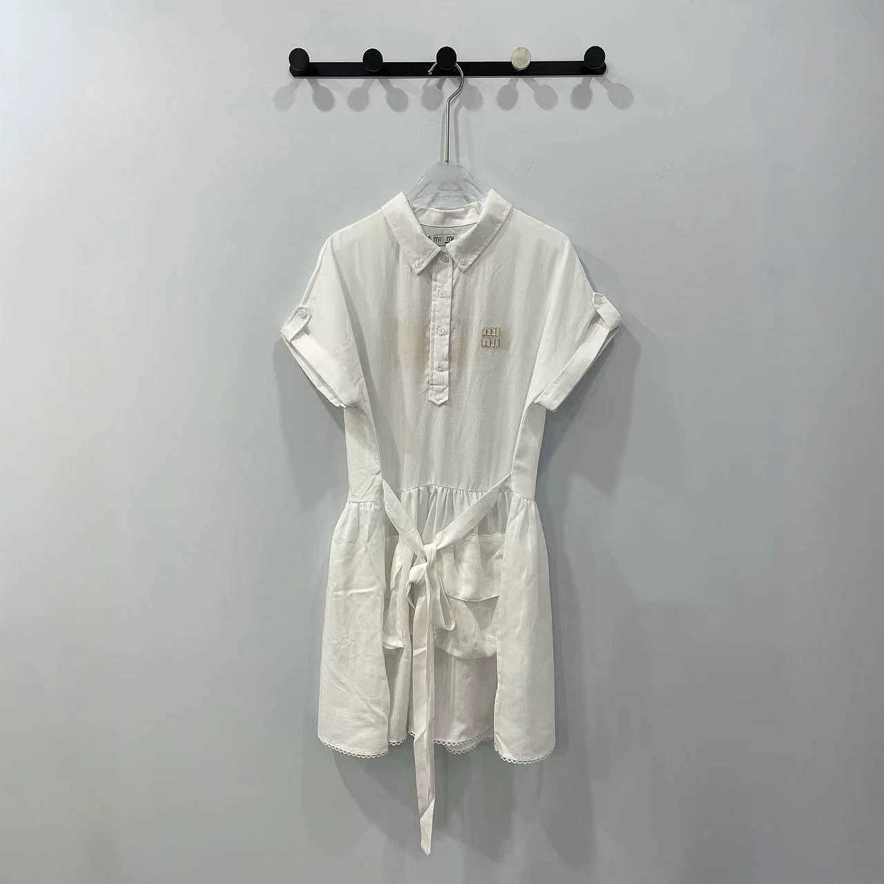 Womens Clothing 2026 Summer MM Brand New Logo Letter Print Collar Tie-Waist Design Dress L260727P5DW