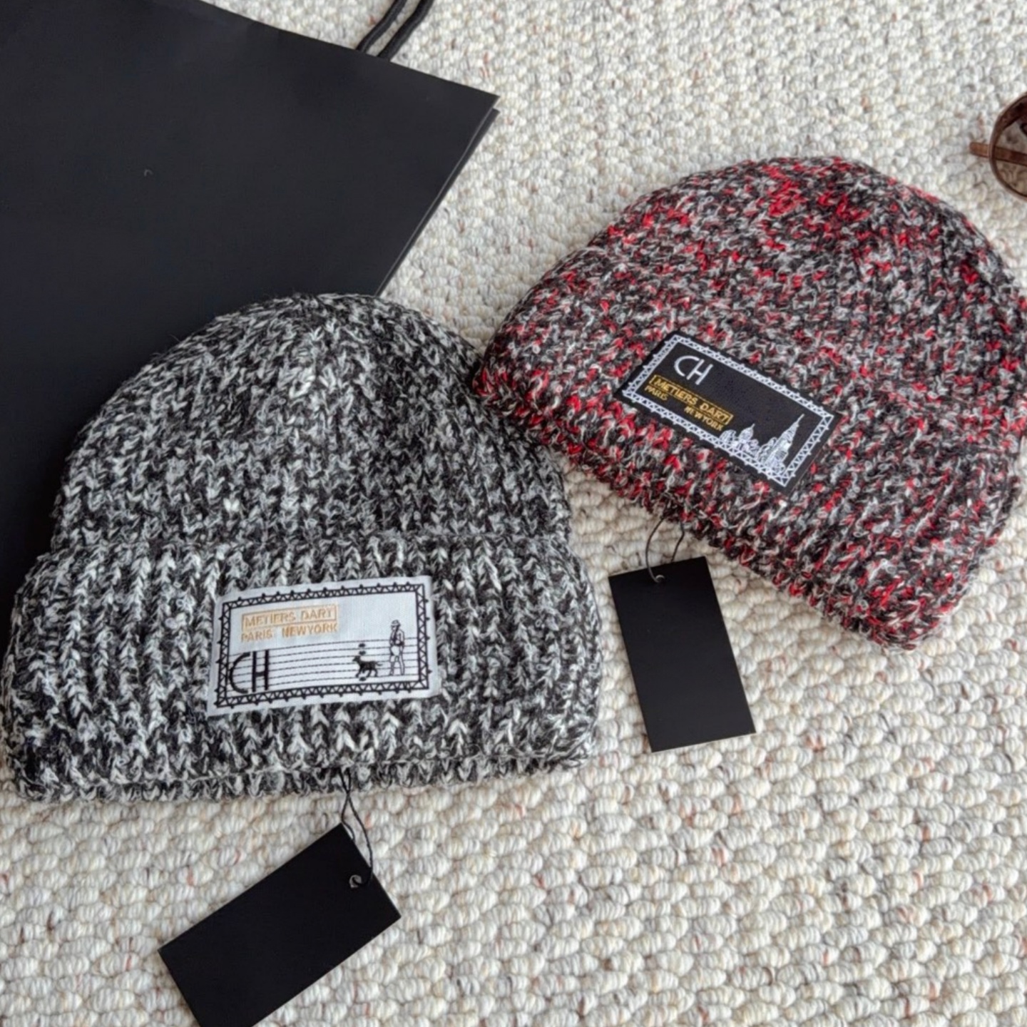 beanie beanie designer bonnet designer beanie hat skull cap bonnet luxe retro mixed-color chunky knitted cold cap for autumn and winter