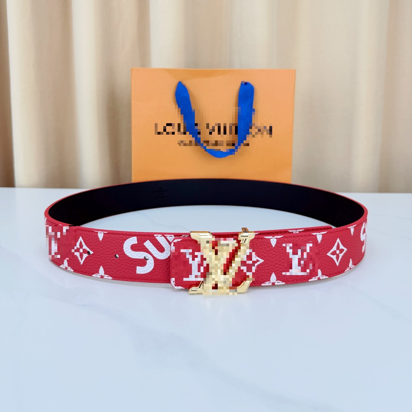 Men's Classic Floral Belt In Stock Wholesale High-Value V Letter EU Cowhide Smooth Buckle USA Trendy Fashion Versatile