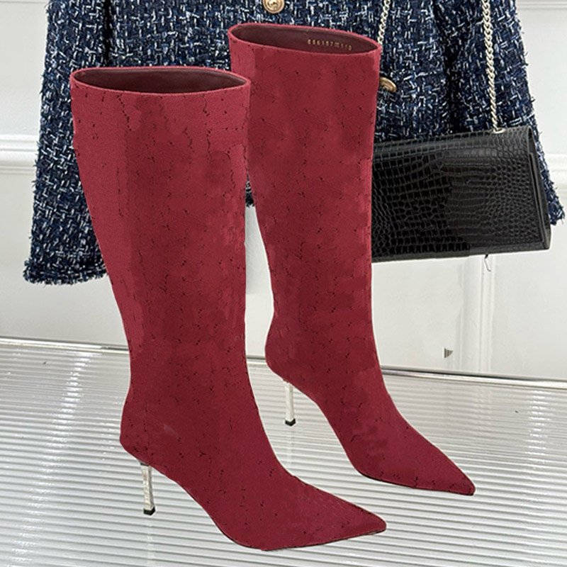 Designer Automne Femmes Bombshell Boot Ltaly Made Vintage Inspired Dark Black Canvas Boots Outdoor Vacation Doublure en cuir Semelle en cuir Bott