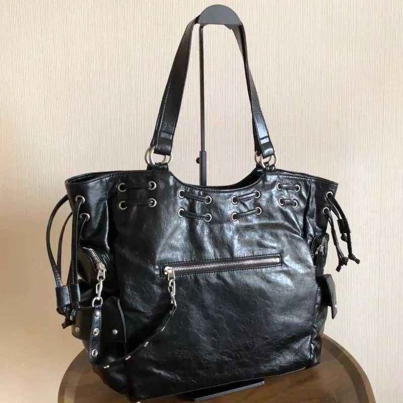 New Stud String Big Korean Fashion Tote Cool Motorcycle Retro Y2k Shoulder Travel Handbag Luxury Crossbody Bag X260728