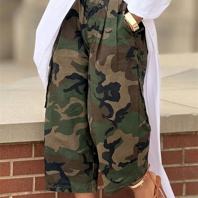 UOOZEE Womens Camouflage Streetwear Cargo Pants 2026 High Waist Wide Leg Pockets Baggy Cropped Trousers Bottoms 260723CJ
