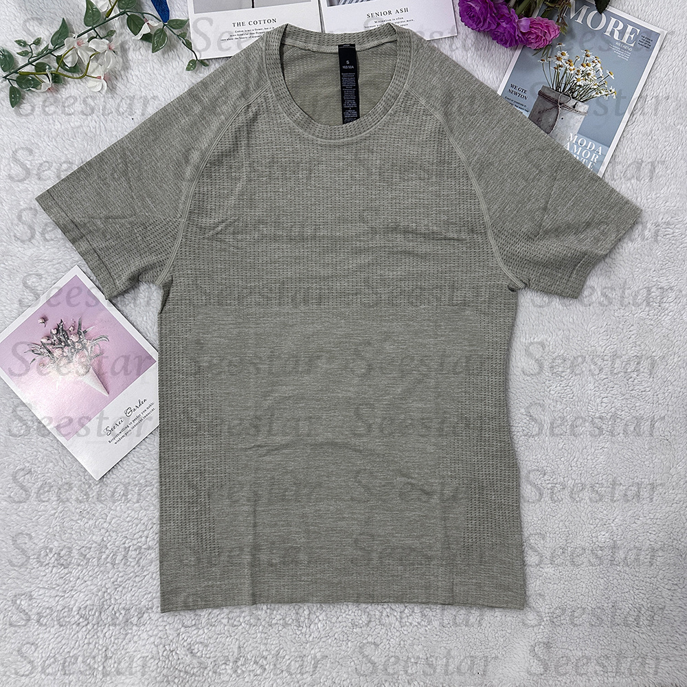 Men Waffle Seamless Short Sleeve T Shirt Quick Dry Moisture Wicking Athletic Gym Tee Slim Fit Running Workout Sports Base Layer Top