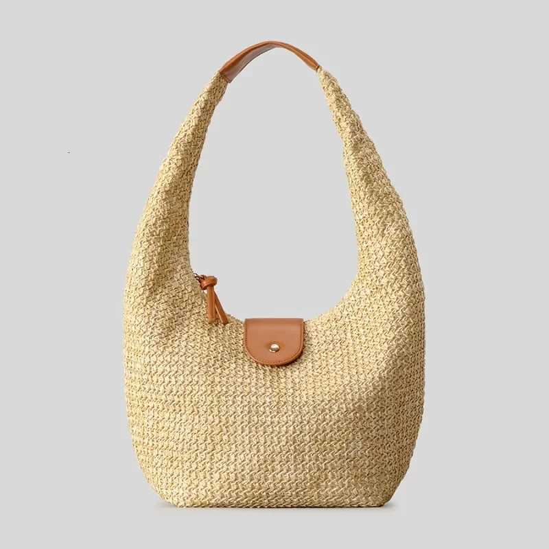 Large capacity Pp Straw Woven Hobo 2026 Summer New Womens Vacation Shoulder Bag Beach Tote Bags Casual Shopper Purse X260728