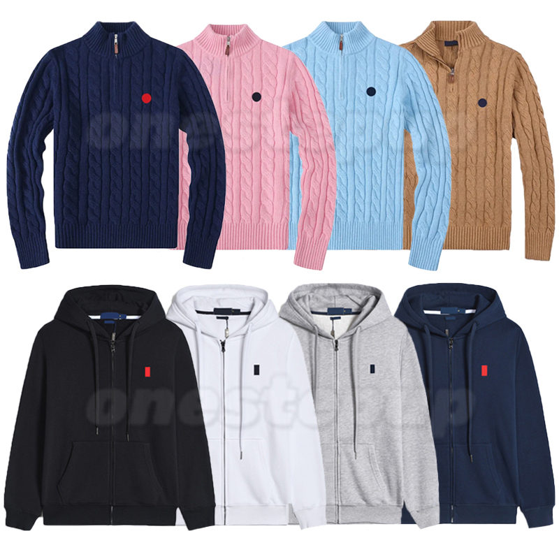 Designer Hoodie mens sweatshirt ra1phy laurend Half-zip Wool blend sweater with Embroidered Small pony Casual winter streetwear for men women