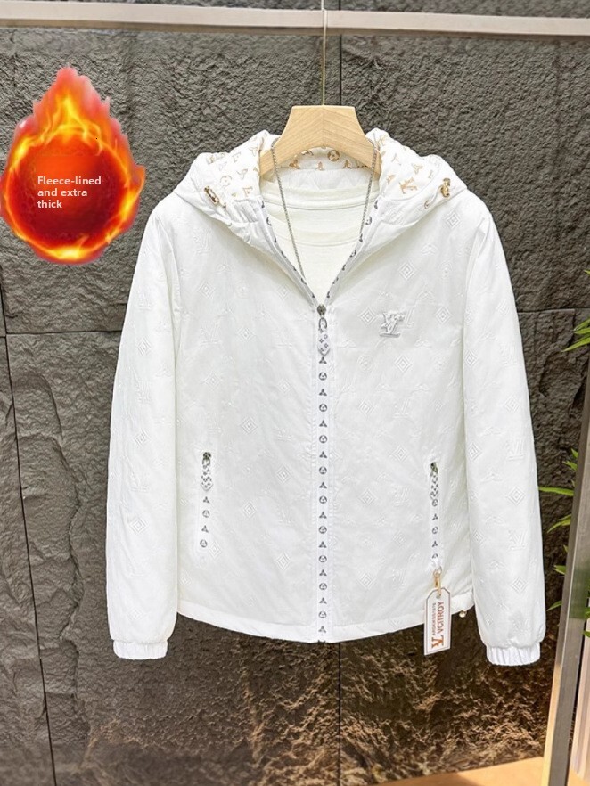 New DesignNew High-End Men 's Fashion Trend Casual Hooded Cotton Jacket With Unique Letter Print, Light Luxury And Premium Feel