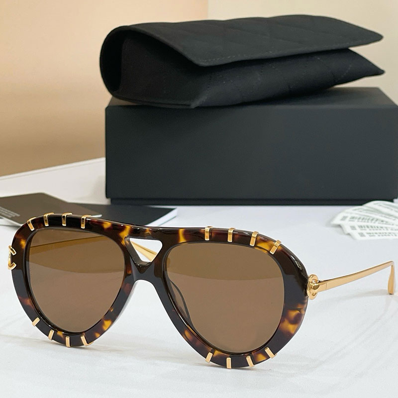 Women Designer Protective Sunglasses CH9207 Womens Tortoise Pilot Glasses Fashion Metal Acetate Frame Glasses Top Quality Designer Pilot Sunglasses