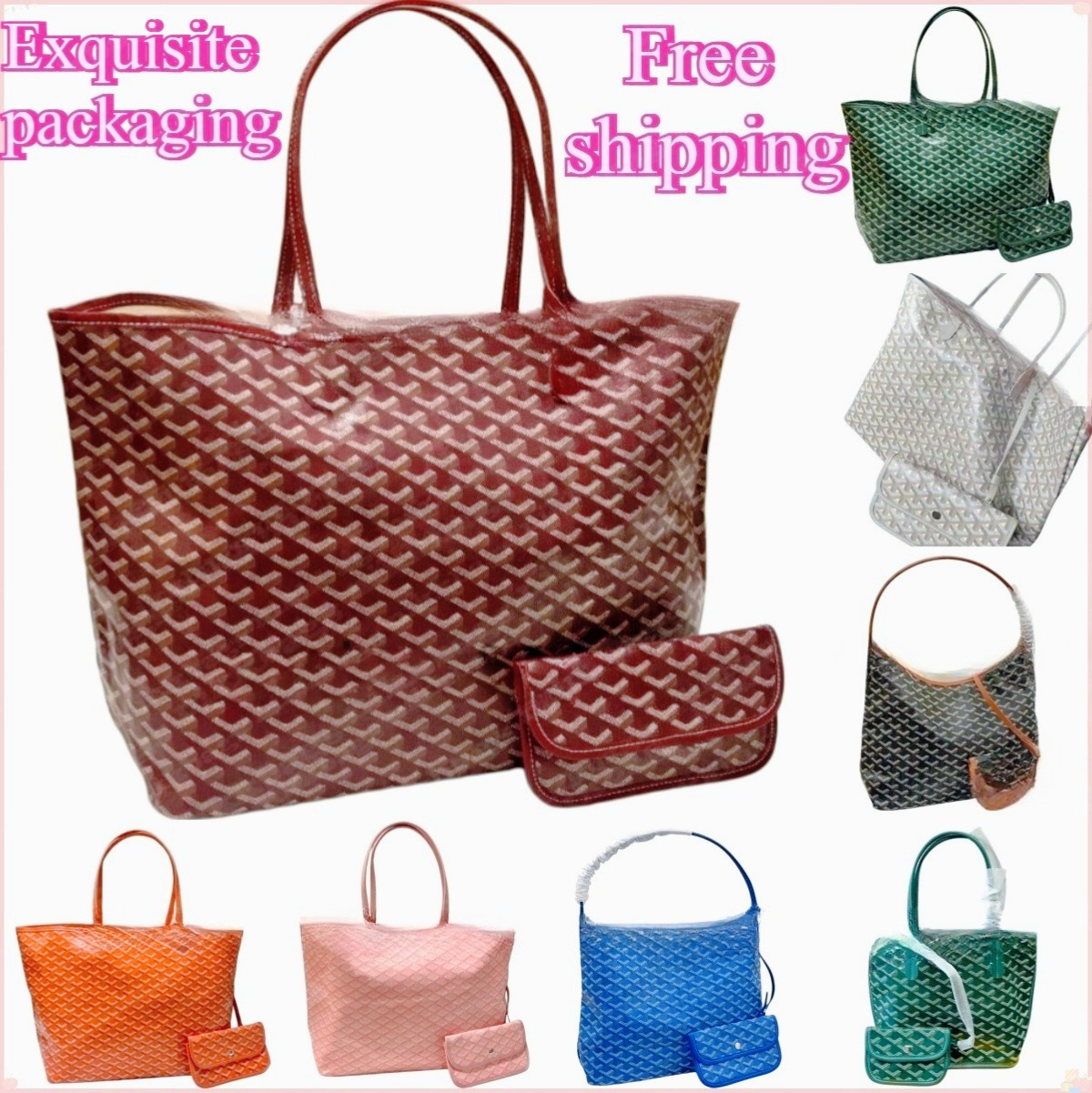 newTop tote High-quality Single Shoulder Handbag Mini Women Green Version g Pink Black Blue High-quality 1:1Designer Double-sided Dual-use Calf Leat