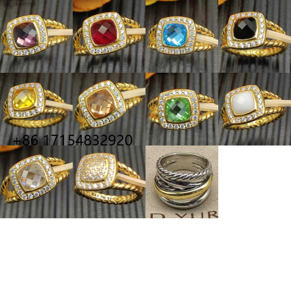 2025 New 100 925 Sterling Silver Christmas New DY Jewelry Retro Ring Couple Trend Fashion Temperament Spiral Design Colored Crystal Ring for Men and