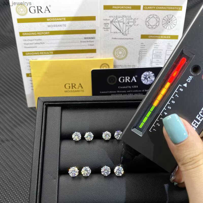 2025 Trendy 6 Prong Moissanite Stud Earrings 925 Sterling Silver Jewelry VVS Lab Diamond Ear Stud Rings for Men Women