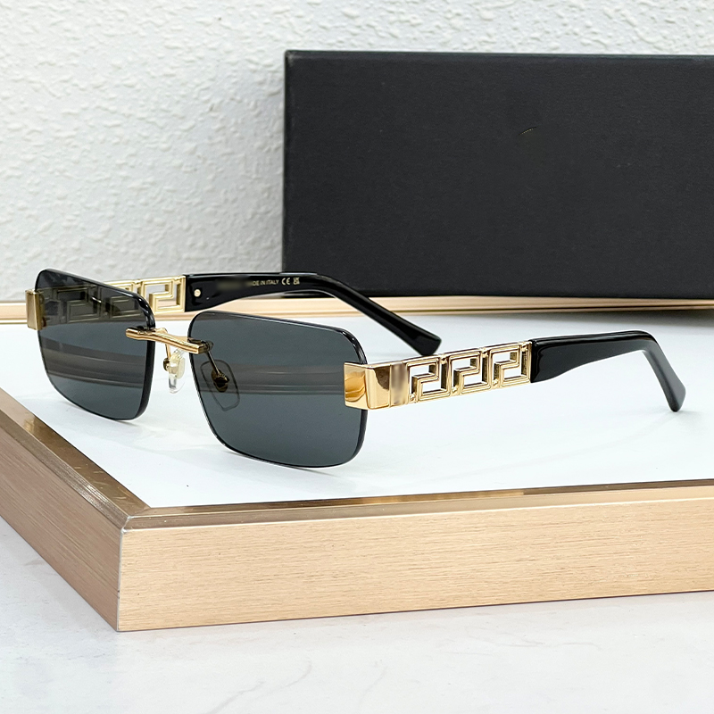 Sunglasses for Women Designer Frameless Electroplated Hollow Legs VE2298 Outdoor Sports UV Protection Luxury Men Sunglasses Fashion Coated Lens Glas