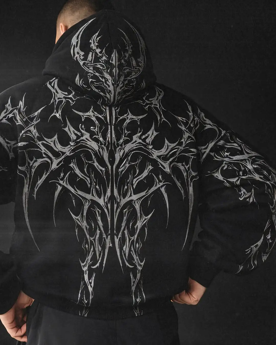 02- zip Men Women Y2K Gothic Grunge Hoodie Vintage Distressed Art Graphic Sweatshirt Oversize Streetwear Hip Hop Darkwear ZIP-UP 260727BJ