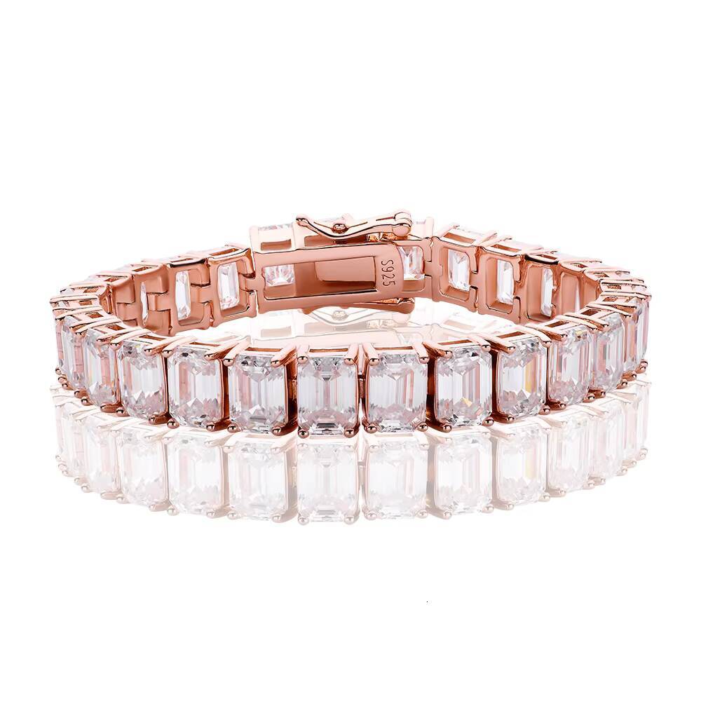 Luxury 5x7mm Emerald Cut Moissanite Tennis D Color VVS1 S925 Sterling Silver OEM 18K Gold Lab Grown Diamond Bracelet