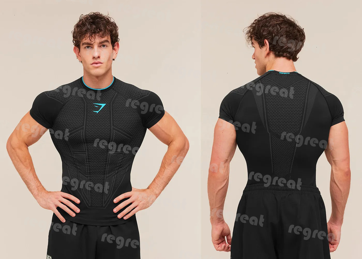 AAA GYM sharkes mens set Training Long-Sleeve Men's Hooded Base Shirt ONYX5.0 Onyx High-Elasticity Cycling Fitness GYM sharkes mens men set T-S