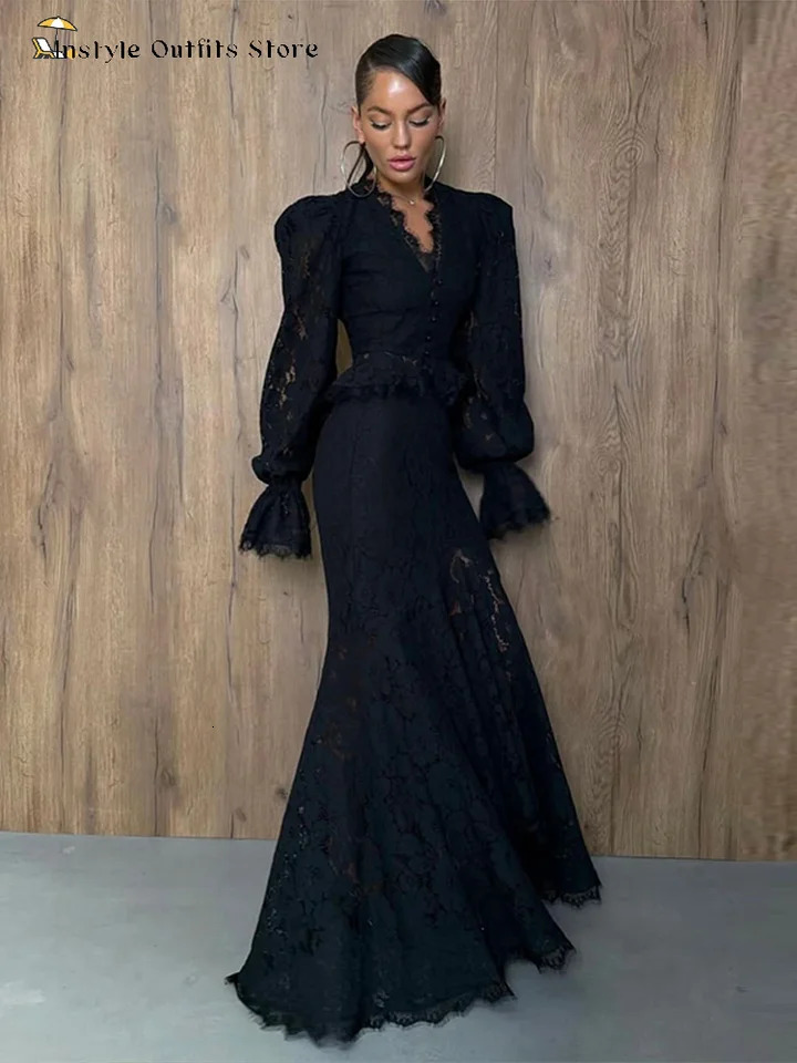 Elegant Lace Puff Sleeves Top Suits Womens Slim V neck Cropped Tops High waist Skirt 2026 Ladies Spring Solid Outwear 260727