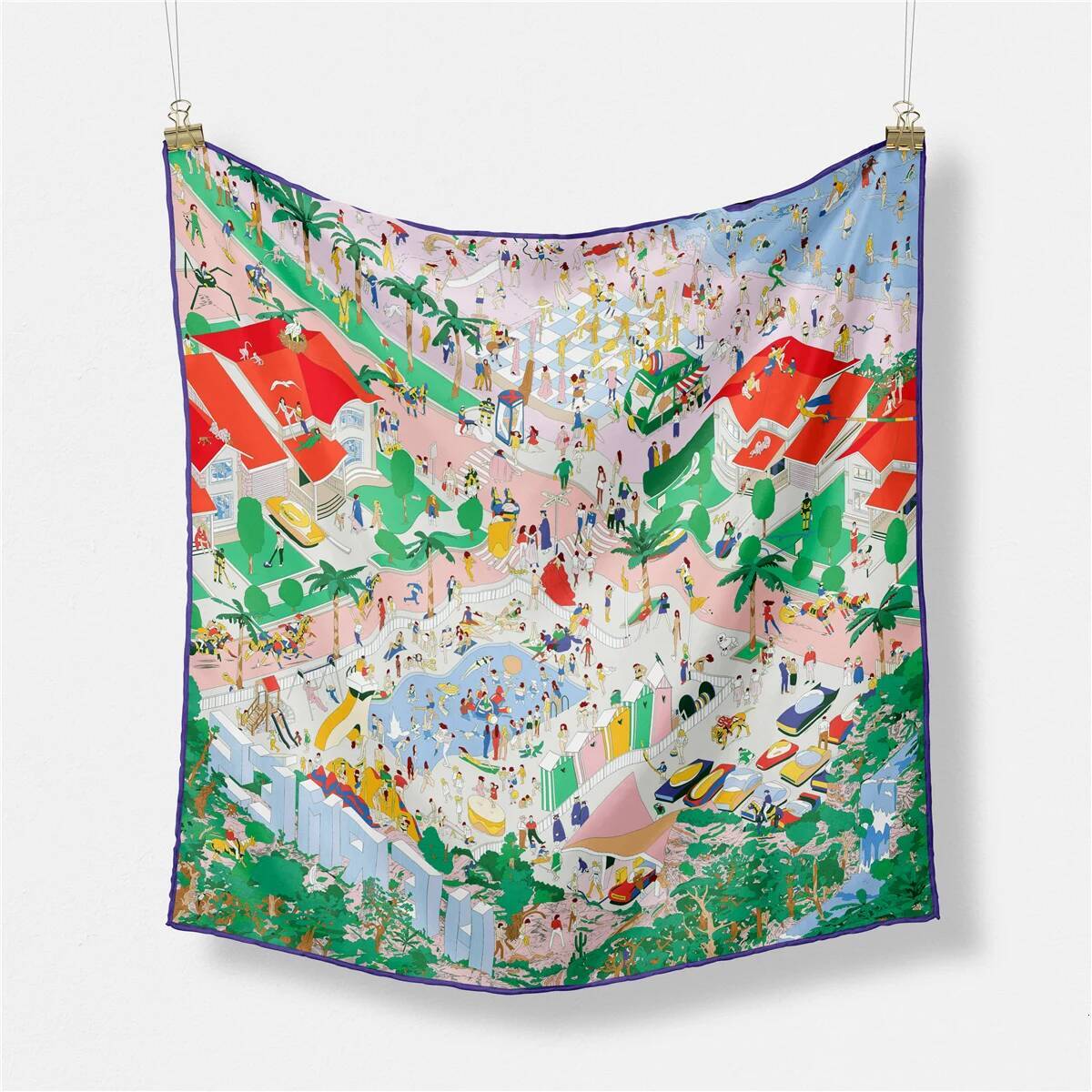 53cm Romantic Summer Vacation Fashion Brand 100% Twill Silk Scarves Women Design Neckerchief Hijab Square Scarf Shawls 26Y0728 Hot