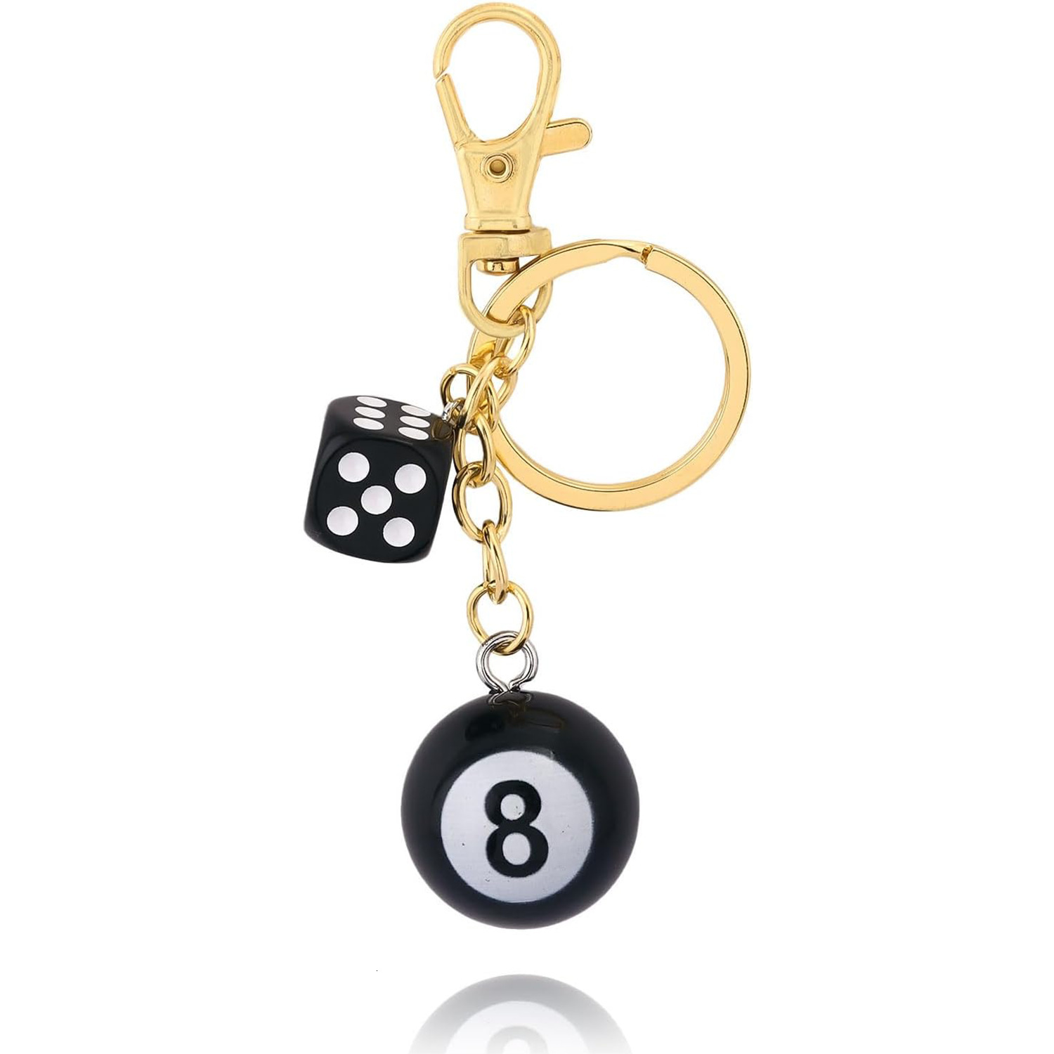 Y2K Black Eight Billiard Dice Keychain Multi Metal Star Lightning Charms Designer Designer 2026 Beaded Chain Backpack Phone Bag Trendy Pendant 2026