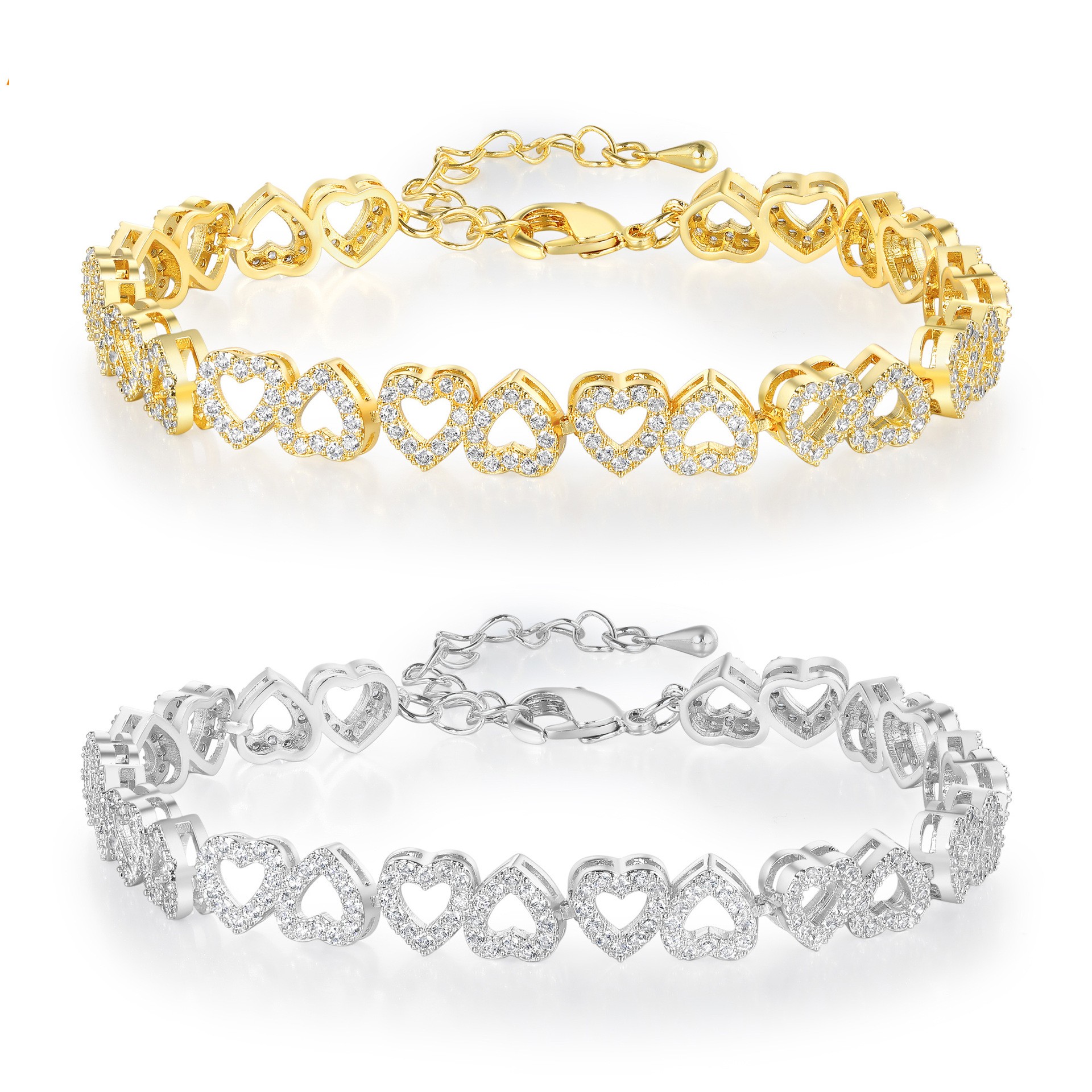 2026 Choucong Top Sell Wedding Bracelets Luxury Jewelry 18K Gold Fill Pave White Sapphire CZ Diamond Women Fashion Elegant Heart Bangle For Lover Gi