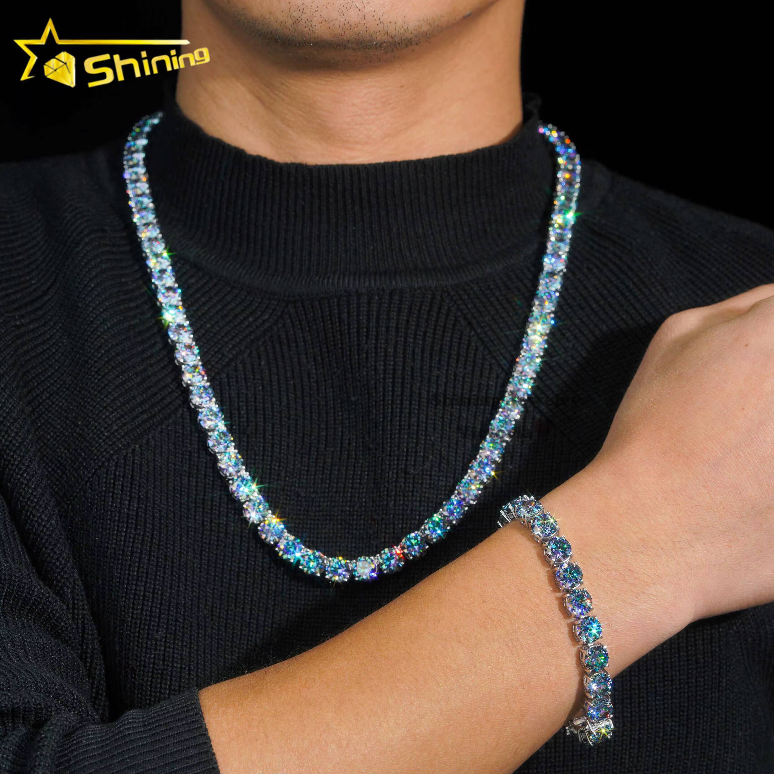 New Arrival 925 Sterling Silver Iced Out White Gold Pass Diamond Tester Rapper Jewelry 8MM Topaz Moissanite Tennis Chain
