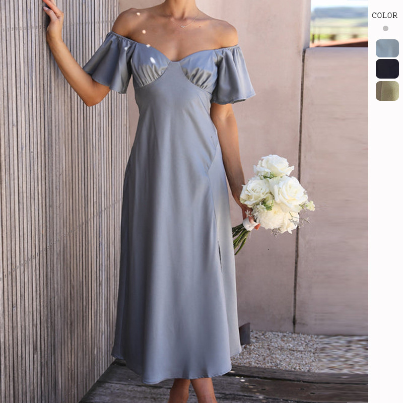 2026 SummerEuropean and American Women's Fashion New Elegant Solid Color V-Neck Sexy High-Waisted Dress for WomenAAA+