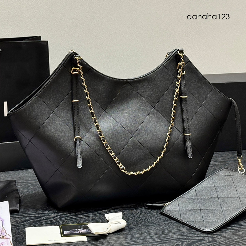 High Quality Designer Women Quilted Leather Large Hobo Tote CC Bag Luxury Brand C Turn Clasp Closure Shopping Bag Lady Adjustable Strap Underarm Sho