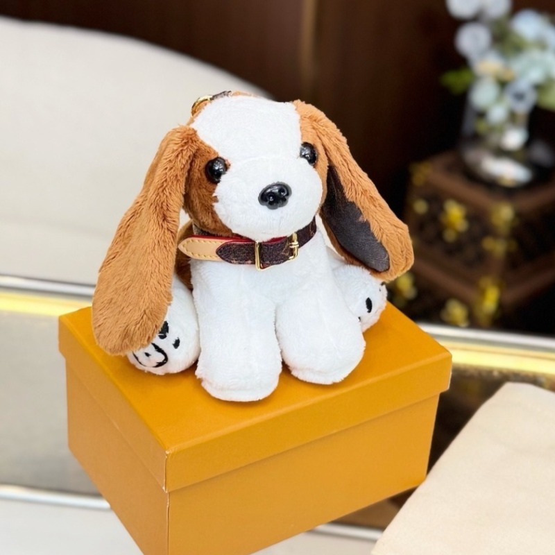 Luxury Designer Fluffy Puppy Dog Keychain Cute Plush Bag Charm Pendant Top Version Mini Coin Purse Car Keyring Bag Pendant Jewelry Gift for Women Me