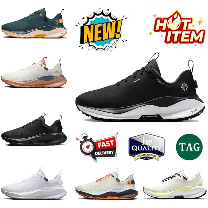 ReactX Infinity Run 4 Running Shoes InfinityRN 4 GORE - TEX Black White Deep Jungle Total Orange Sea Glass Total Orange Sail Men Women trainers Spor